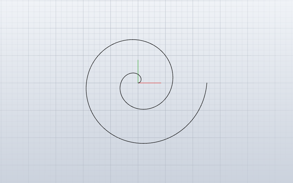 A spiral of two turns drawn from x = 2 t cos(t), y = 2 t sin(t)